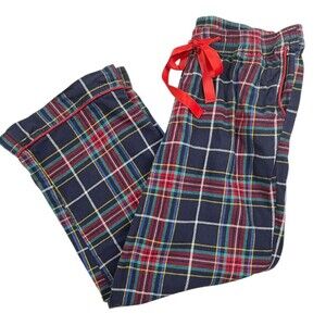 Vera Bradley Flannel Plaid Pajama Pants Navy Red Tartan Lounge M